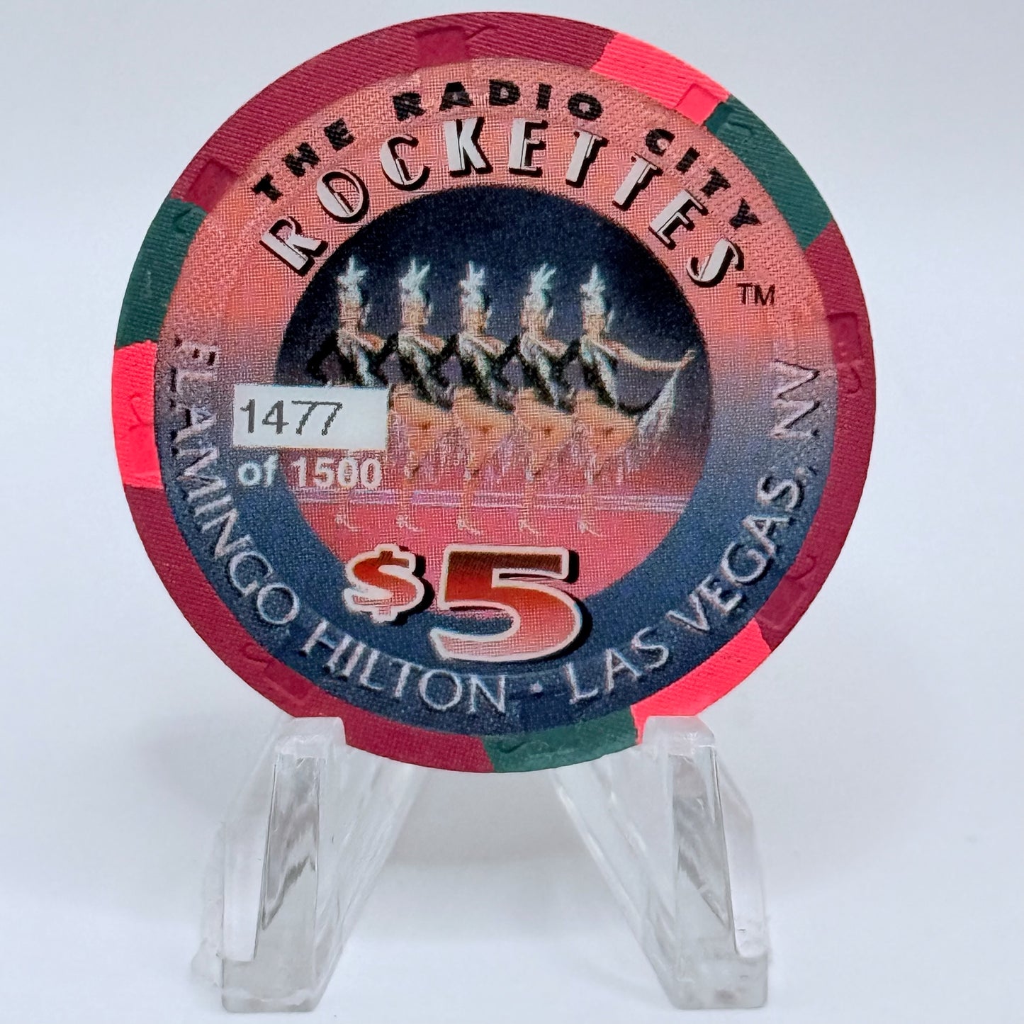 Flamingo Hilton Las Vegas Nevada 1998 'The Radio City Rockettes' LE $5 Casino Chip V2469