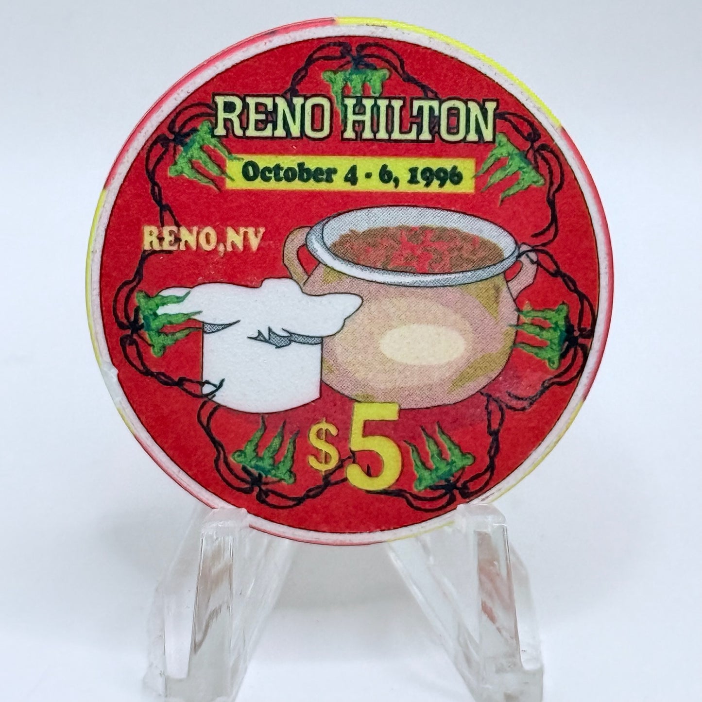 Hilton Resort Reno Nevada 1996 'Chili Cook Off' LE $5 Casino Chip N9003