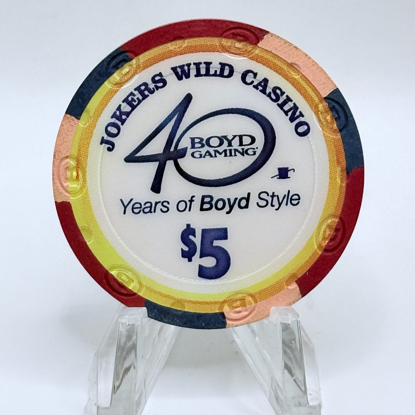Jokers Wild Henderson Nevada 2015 '40 Years of Boyd Style' LE $5 Casino Chip D2084