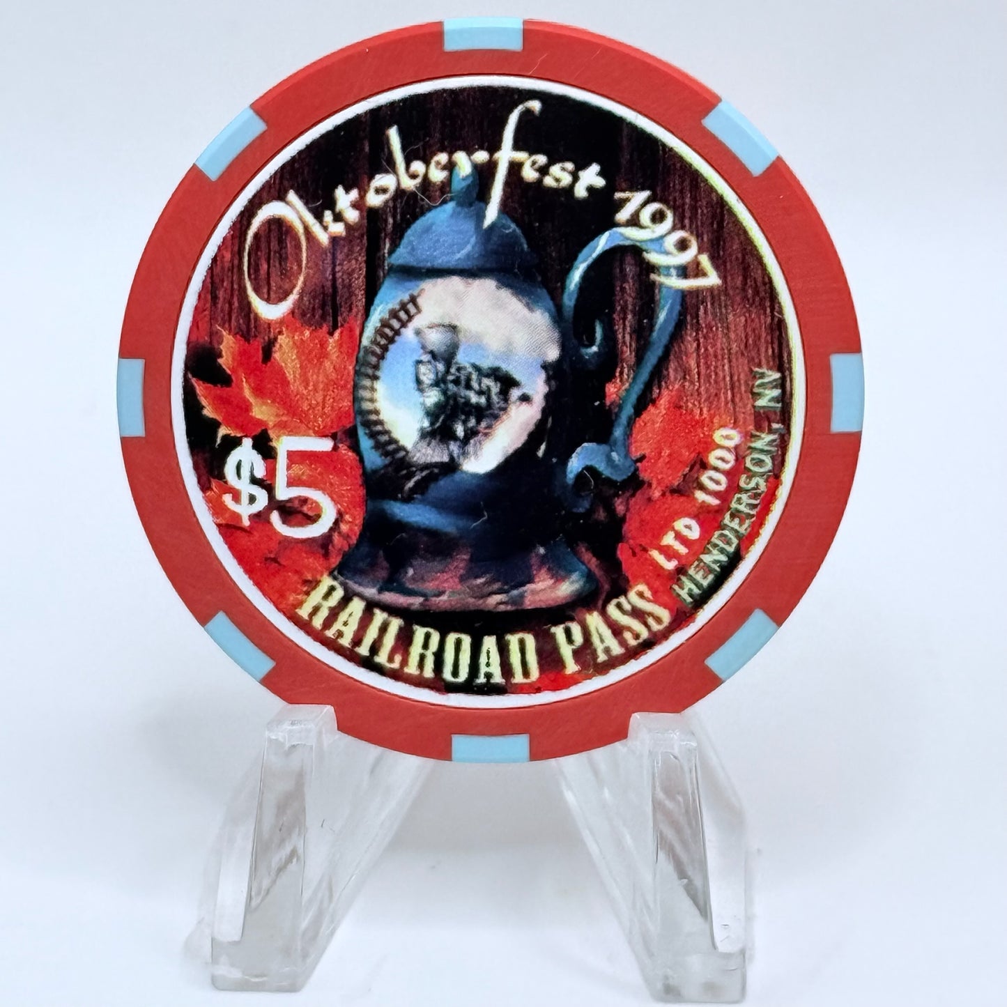 Railroad Pass Henderson Nevada 1997 'Octoberfest' LE $5 Casino Chip V1352