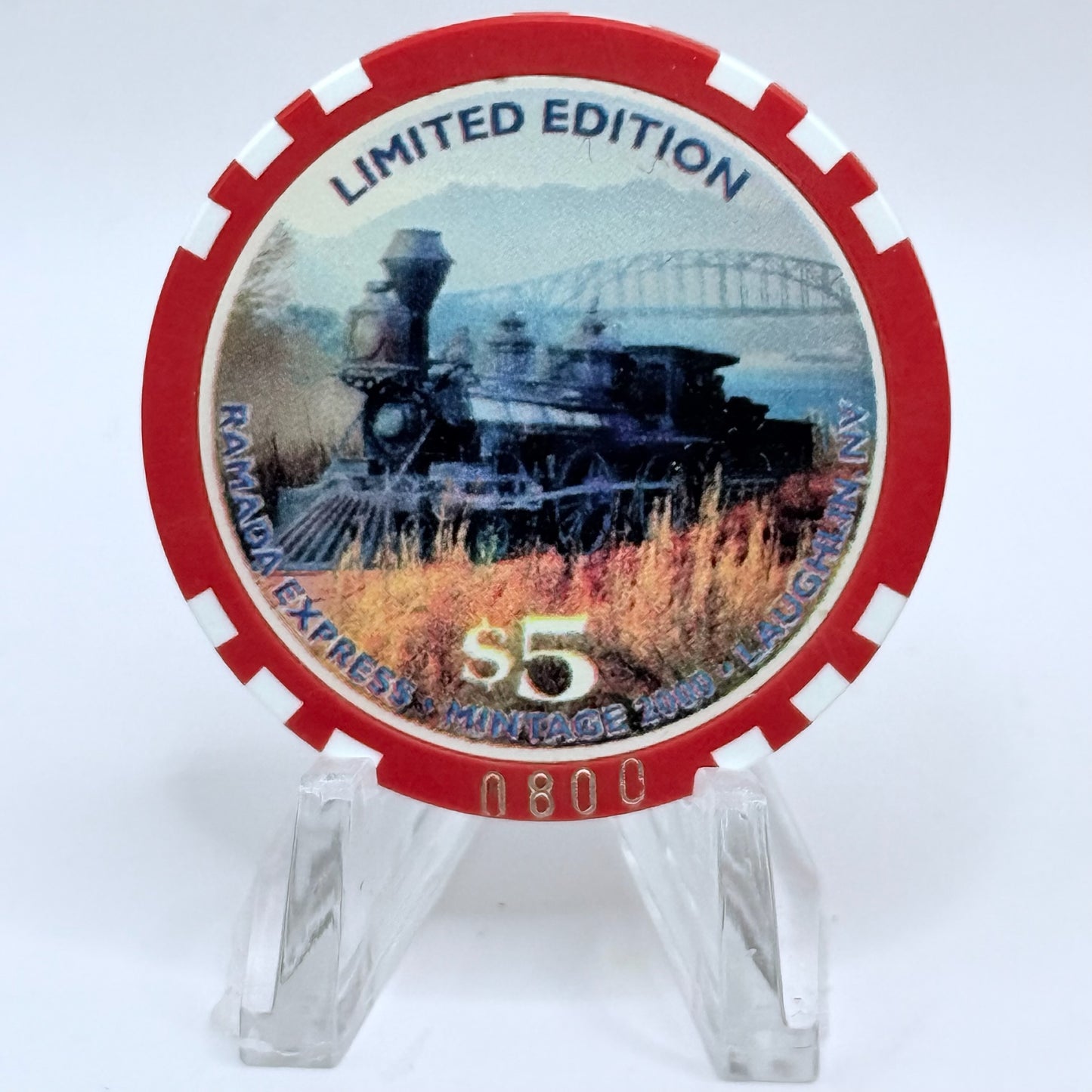 Ramada Express Laughlin Nevada 1998 'Laughlin Run' LE $5 Casino Chip V1370