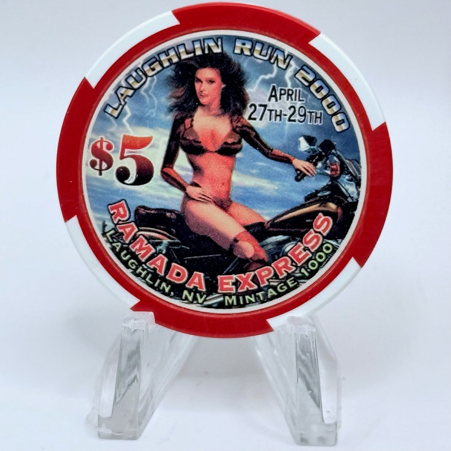 Ramada Express Laughlin Nevada 2000 'Laughlin River Run' LE $5 Casino Chip V5323