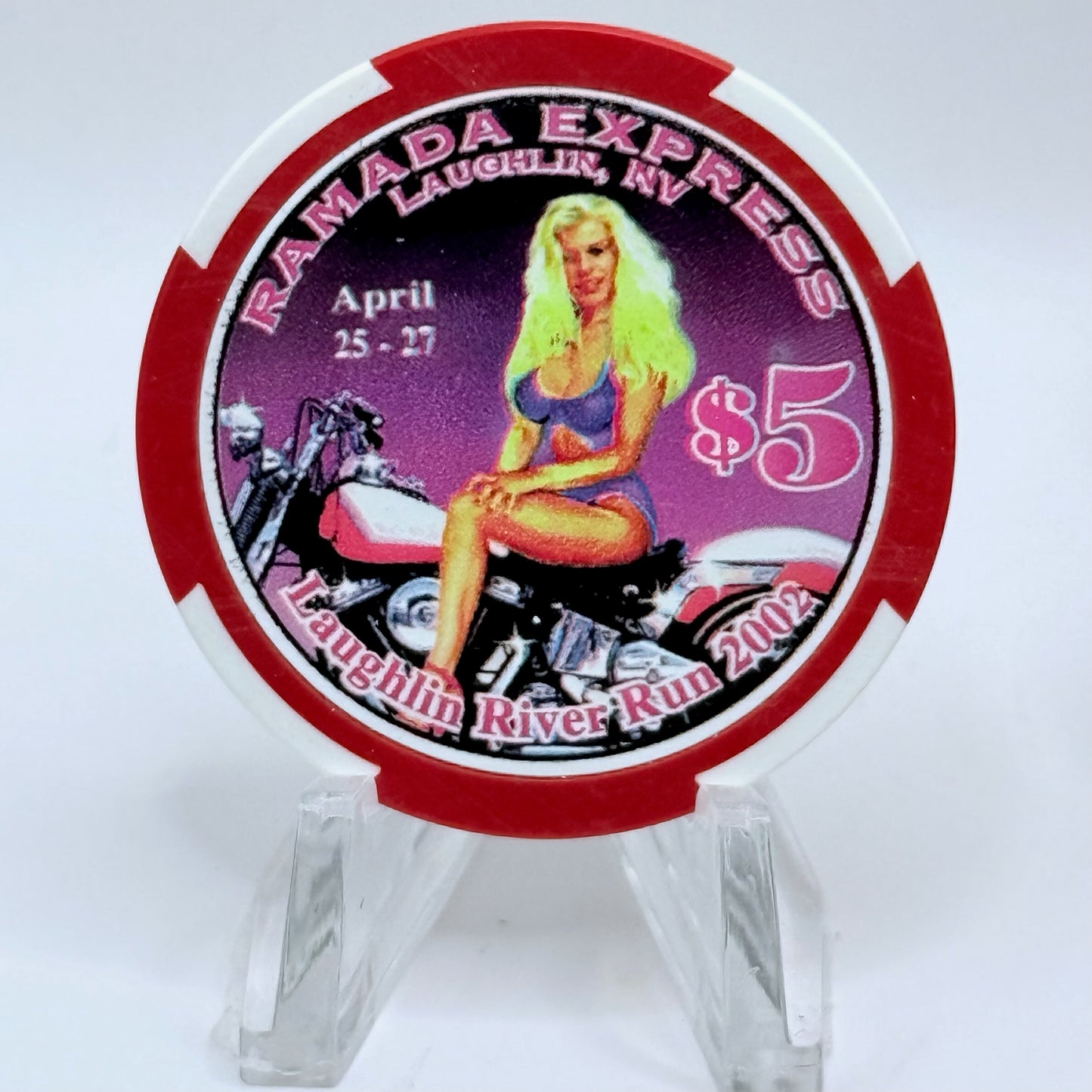 Ramada Express Laughlin Nevada 2002 'Laughlin River Run' LE $5 Casino Chip E2201