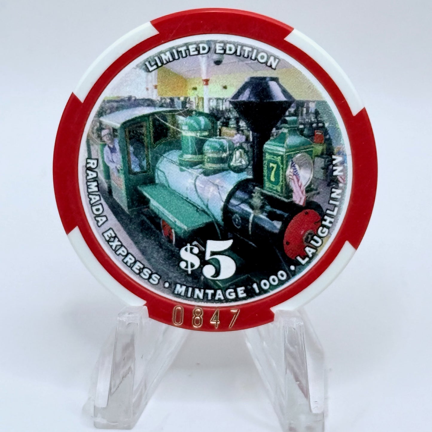 Ramada Express Laughlin Nevada 2002 'Laughlin River Run' LE $5 Casino Chip E2201