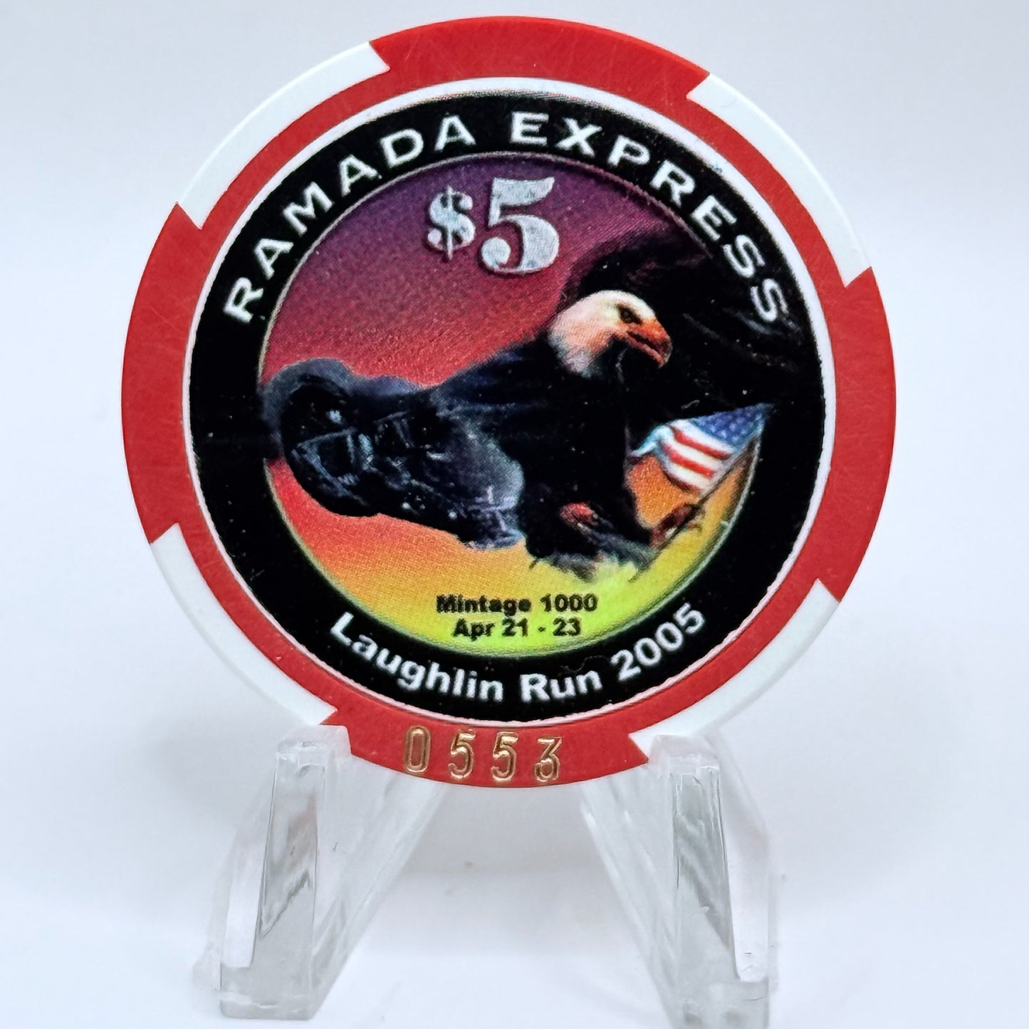 Ramada Express Laughlin Nevada 2005 'Laughlin Run' LE $5 Casino Chip E4518