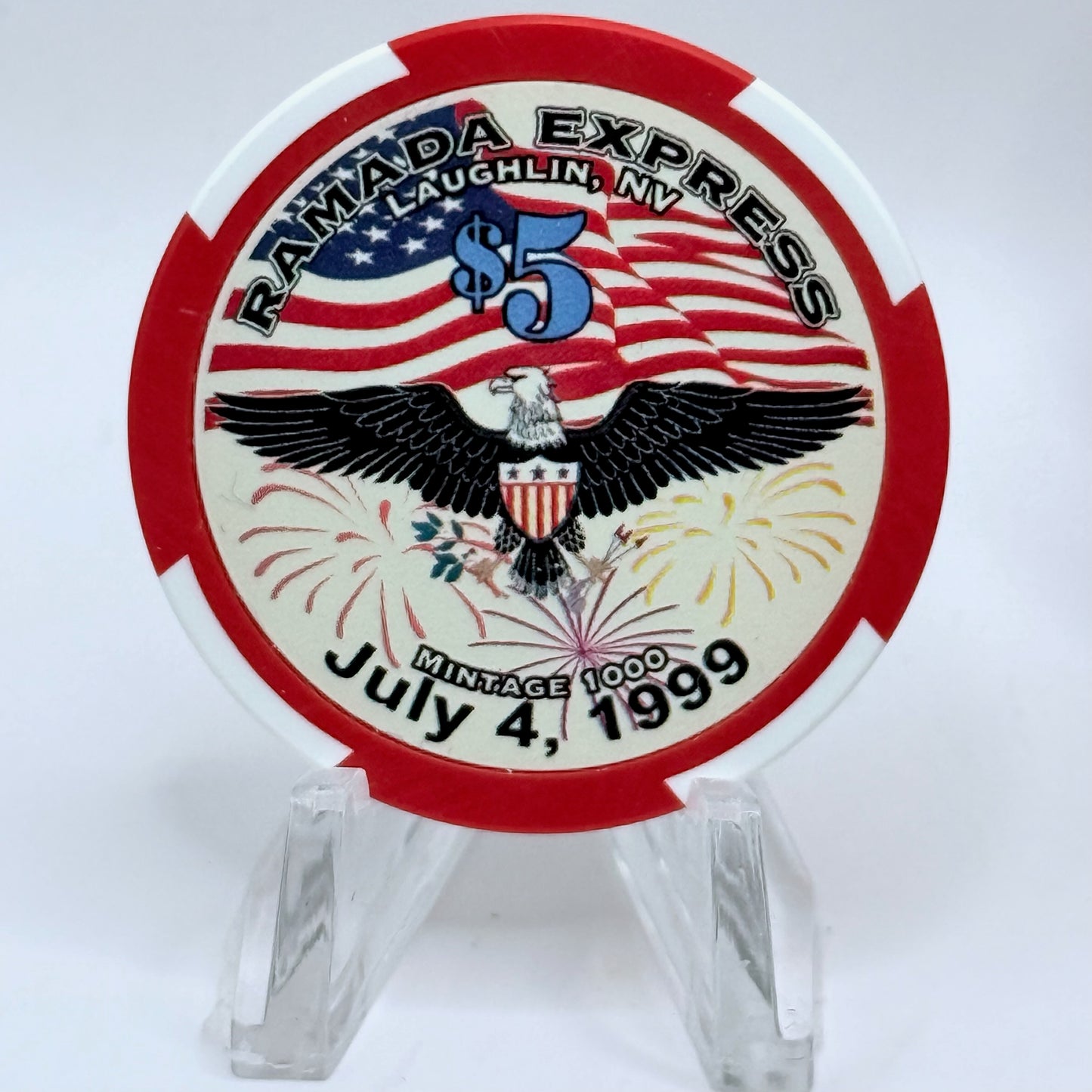 Ramada Express Laughlin Nevada 1999 'Fourth of July' LE $5 Casino Chip V5322