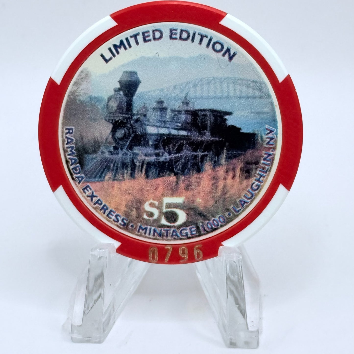 Ramada Express Laughlin Nevada 1998 'International Rally' LE $5 Casino Chip V3245