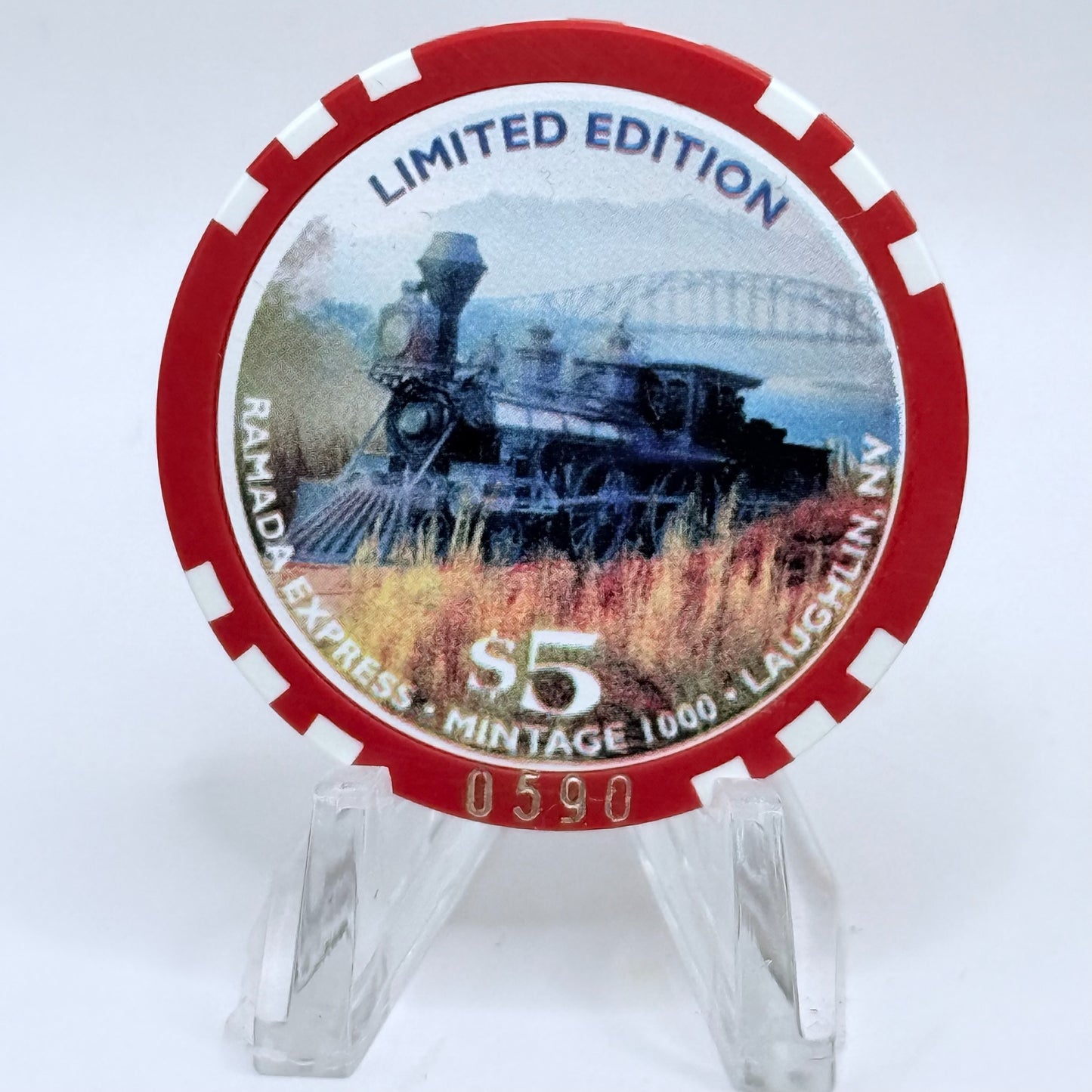 Ramada Express Laughlin Nevada 1998 'Independence Day' LE $5 Casino Chip V1369