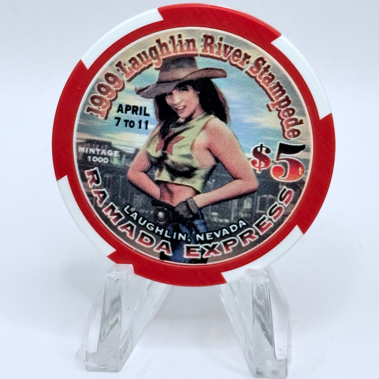 Ramada Express Laughlin Nevada 1999 'Laughlin River Stampede' LE $5 Casino Chip V3247