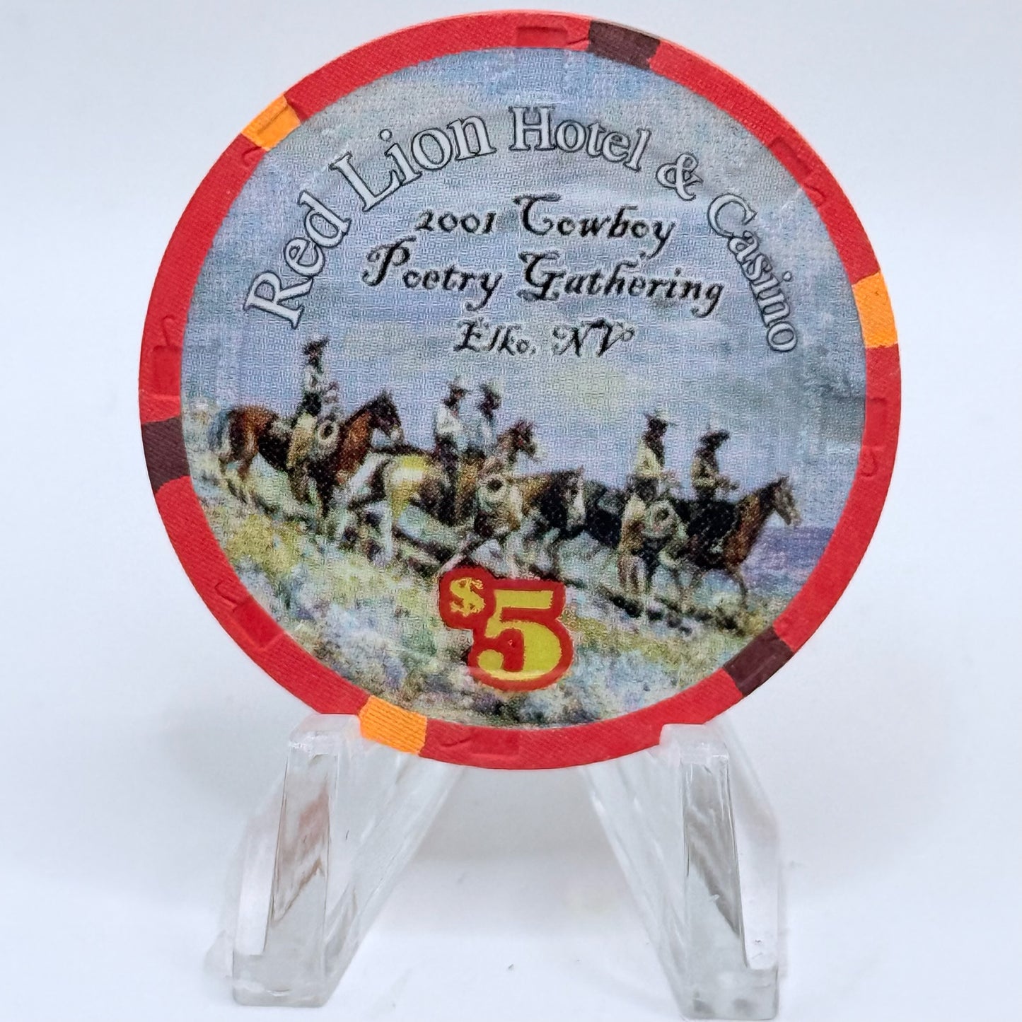 Red Lion (Inn &) Casino Elko Nevada 2001 'Cowboy Poetry Gathering' LE $5 Casino Chip V7397
