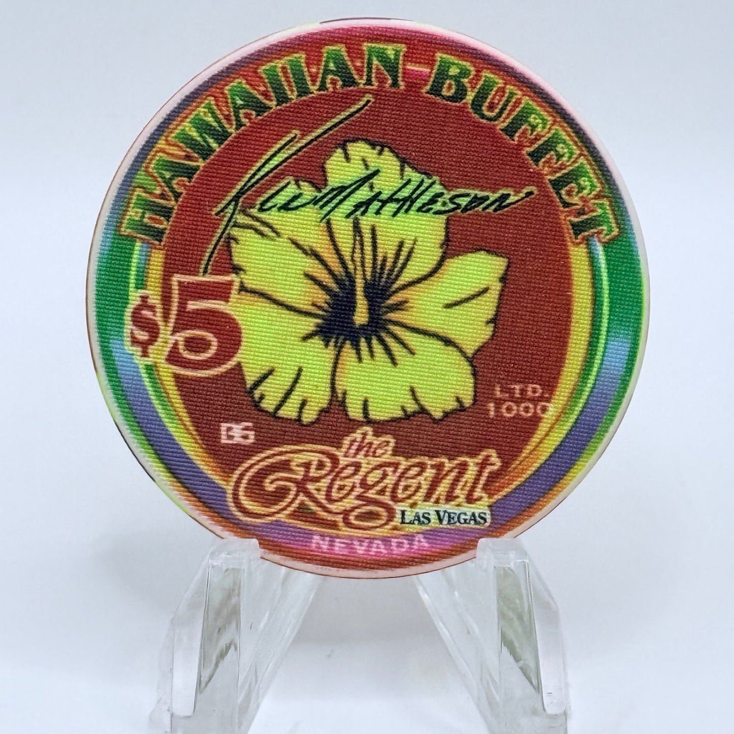 The Regent Las Vegas Nevada 2001 'Hawaiian Buffet (Flower)' LE $5 Casino Chip V9581