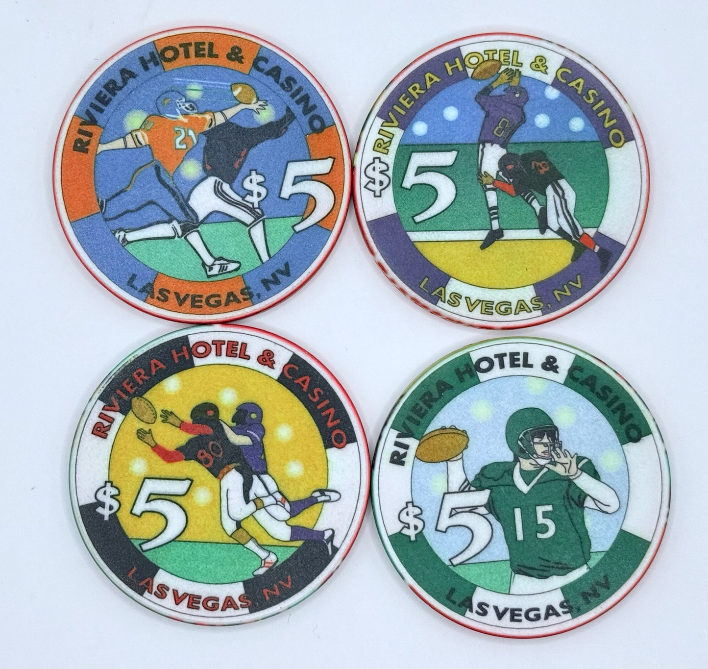 Riviera Las Vegas Nevada 1999 'Game Of The Century - Set of 4' LE $5 Casino Chip