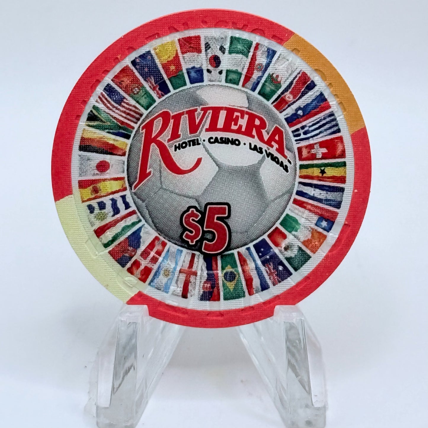 Riviera Las Vegas Nevada 2010 'World Soccer Tournament' LE $5 Casino Chip D0100