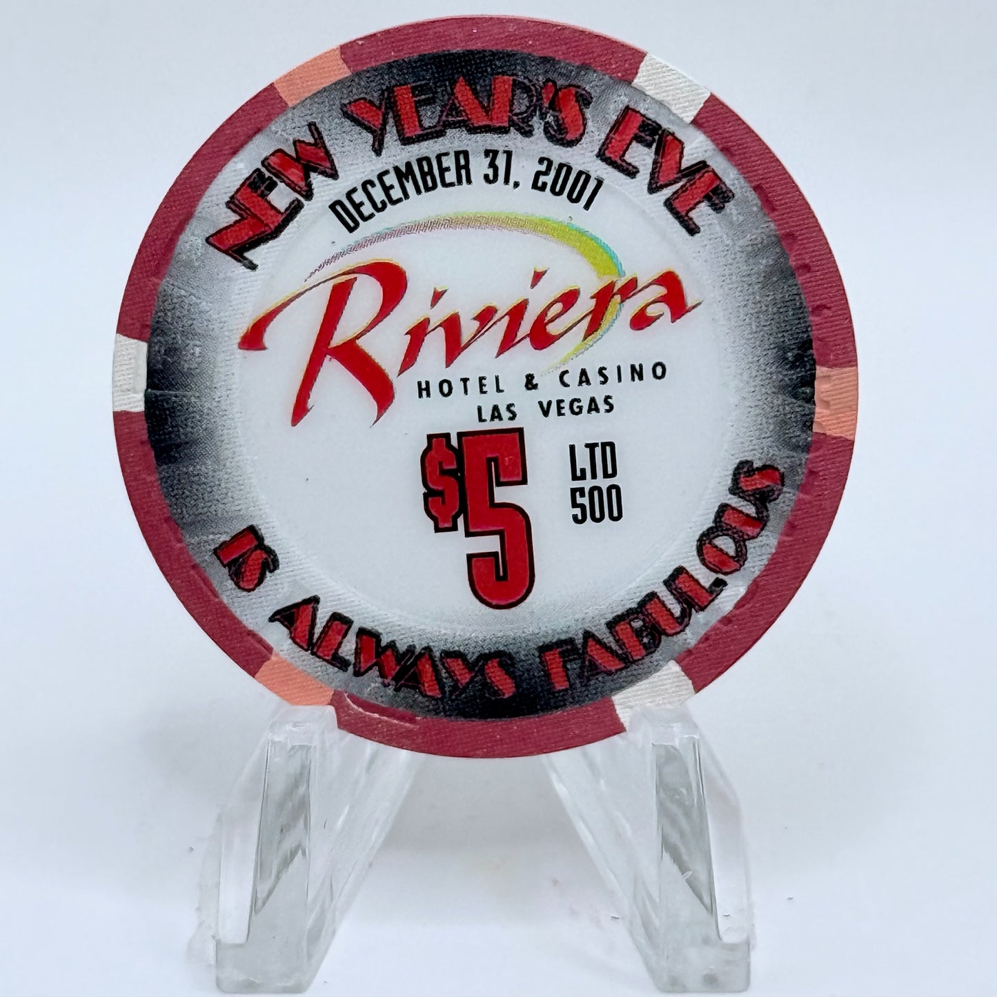 Riviera Las Vegas Nevada 2001 'Happy New Year' LE $5 Casino Chip V9646