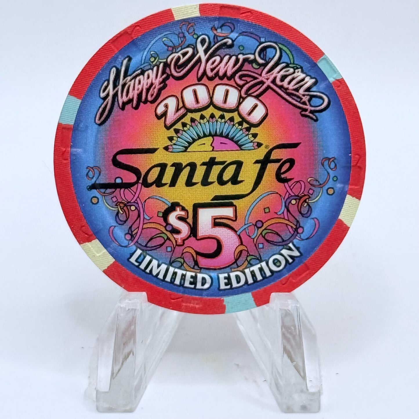 Santa Fe Las Vegas Nevada 1999 'Happy New Year' LE $5 Casino Chip V5541