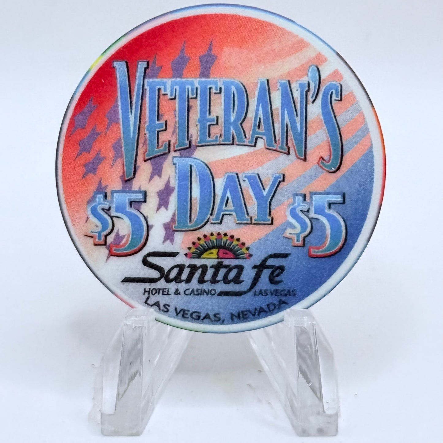 Santa Fe Las Vegas Nevada 1998 'Veterans Day' LE $5 Casino Chip V3389