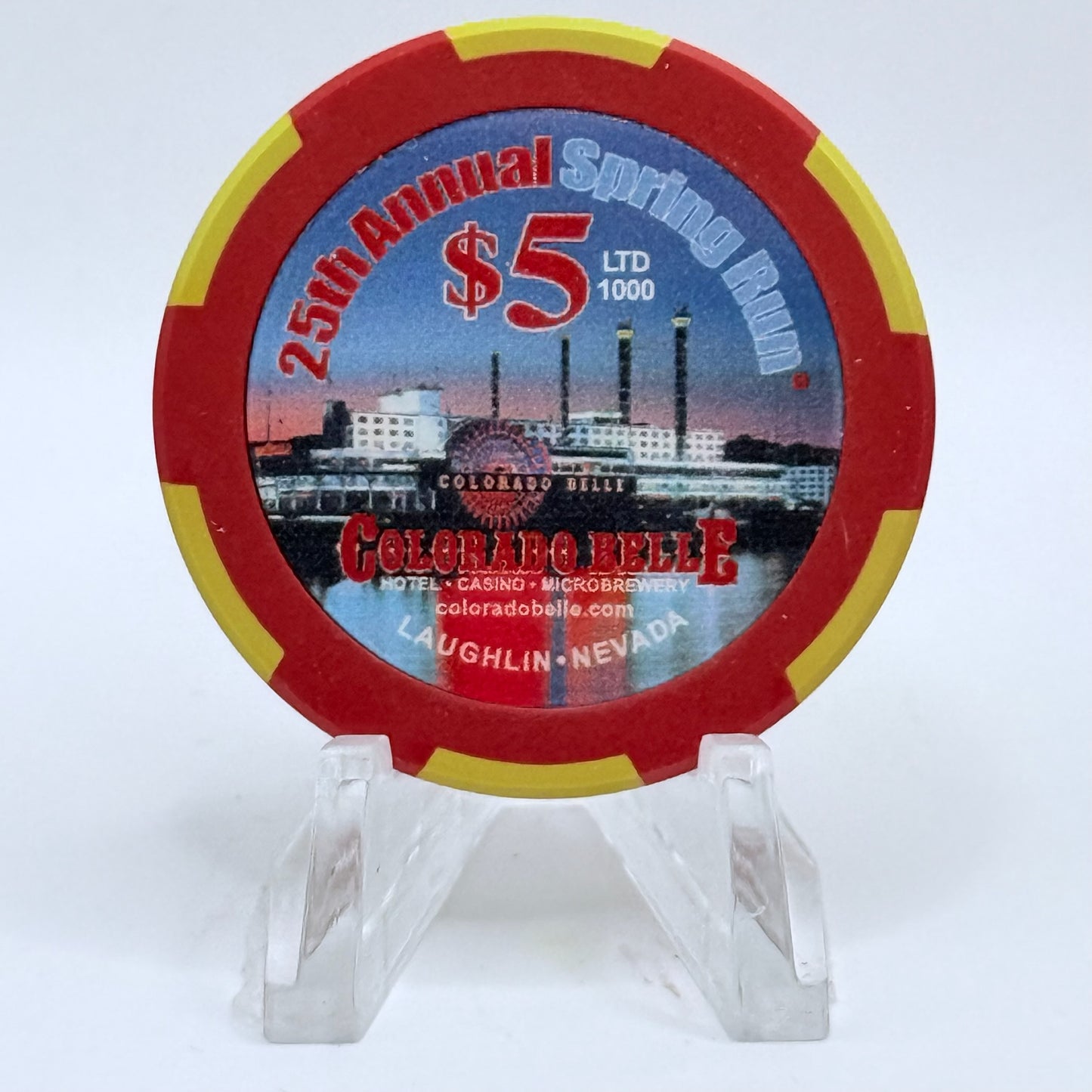 Colorado Belle Laughlin Nevada 2007 '25th Annual Spring Run' LE $5 Casino Chip E8471