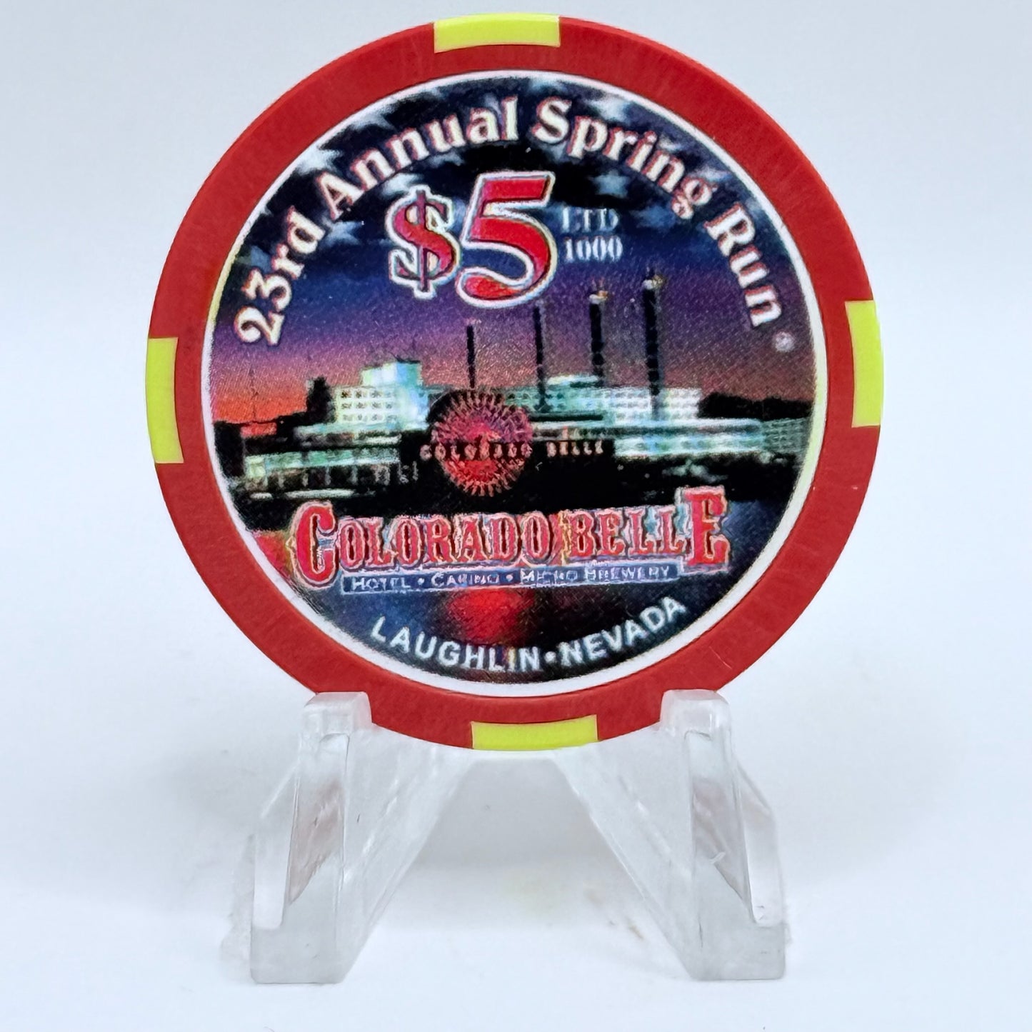 Colorado Belle Laughlin Nevada 2005 '23rd Annual Spring Run' LE $5 Casino Chip E4519