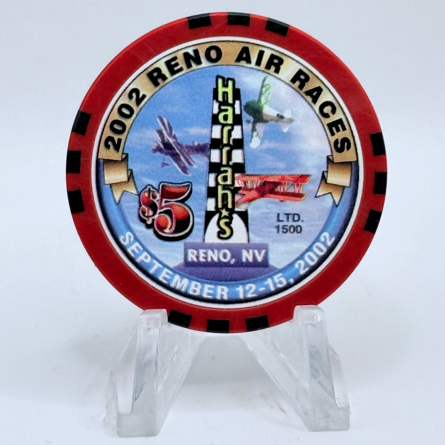 Harrah's Reno Nevada 2002 'Reno Air Races' LE $5 Casino Chip E1008