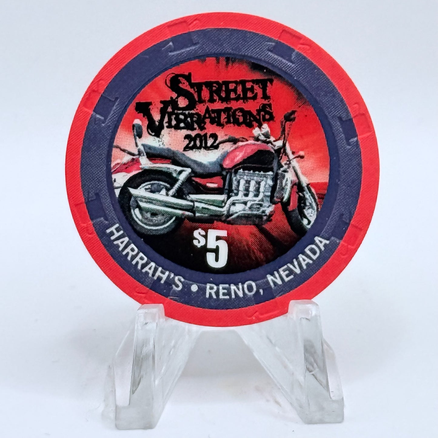 Harrah's Reno Nevada 2012 'Street Vibrations' LE $5 Casino Chip D0971