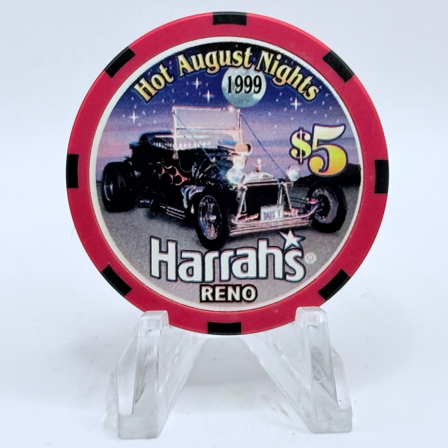 Harrah's Reno Nevada 1999 'Hot August Nights' LE $5 Casino Chip V4480