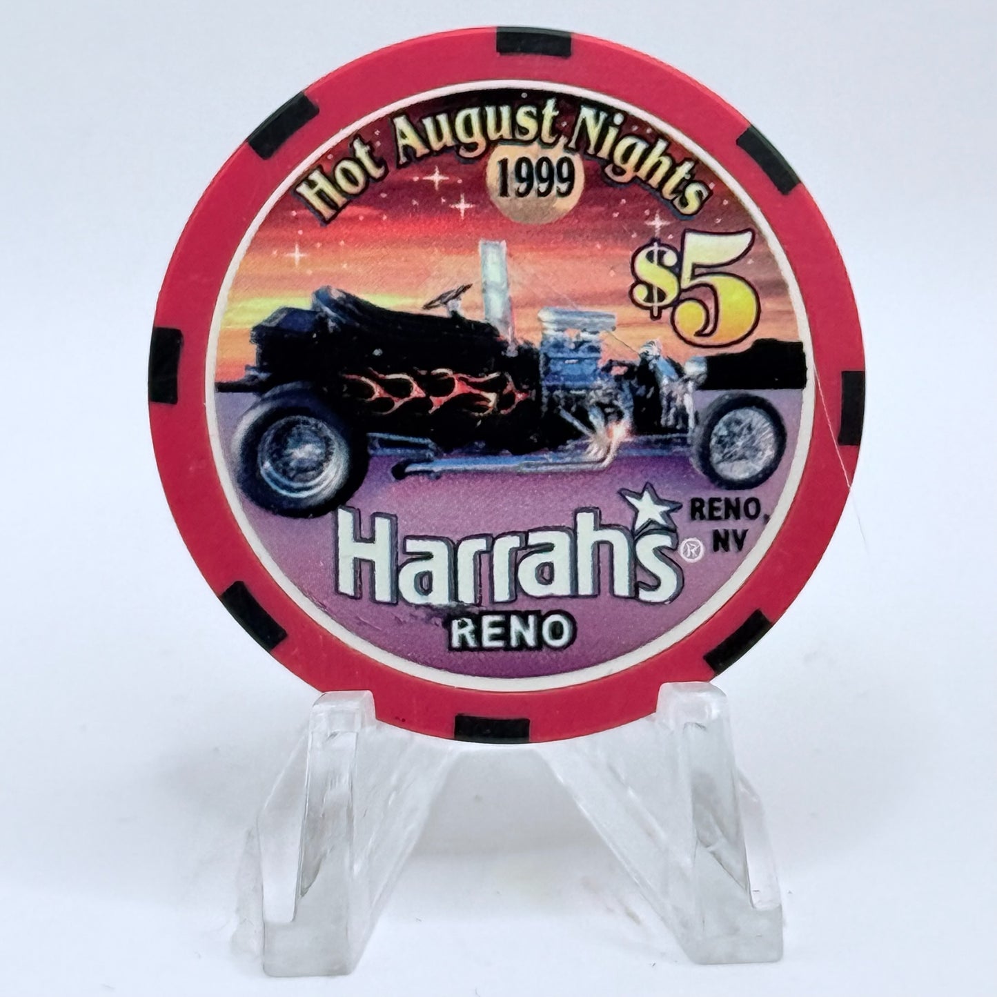 Harrah's Reno Nevada 1999 'Hot August Nights' LE $5 Casino Chip V4480