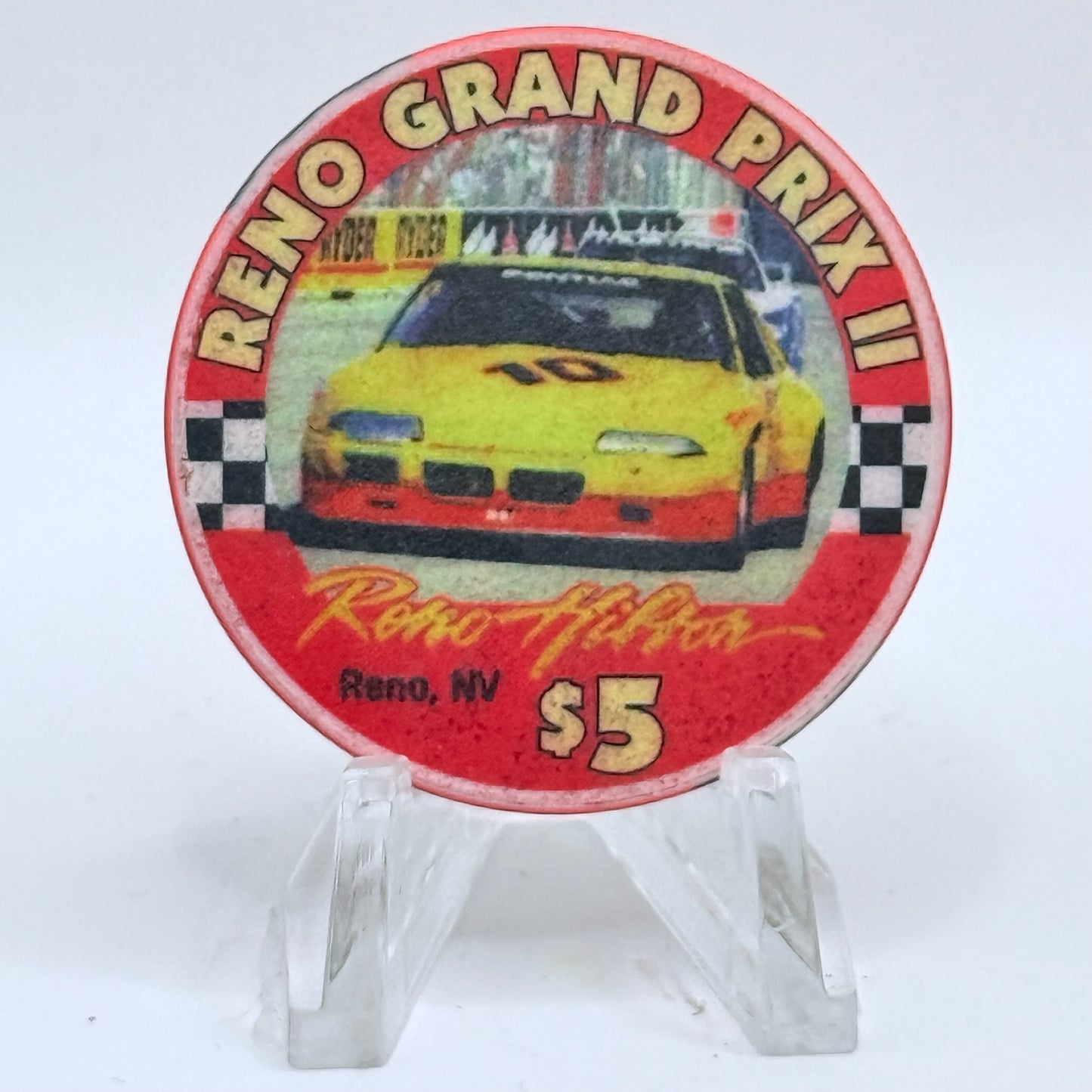Hilton Resort Reno Nevada 1997 'Reno Grand Prix II' LE $5 Casino Chip N9939