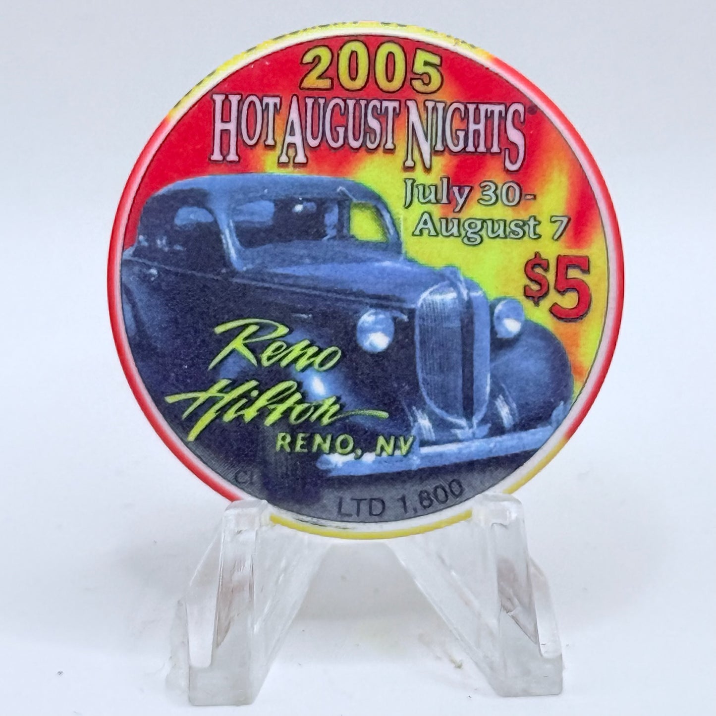 Hilton Resort Reno Nevada 2005 'Hot August Nights' LE $5 Casino Chip E8583