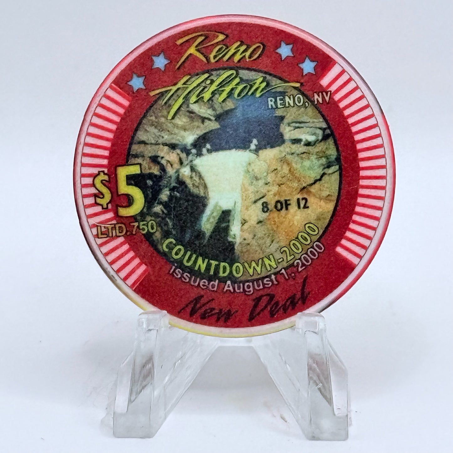 Hilton Resort Reno Nevada 1999 'New Deal' Series 1 LE $5 Casino Chip V4561