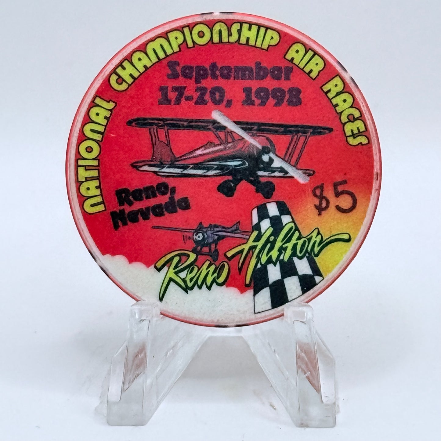 Hilton Resort Reno Nevada 1998 'National Championship Air Races' LE $5 Casino Chip V2778