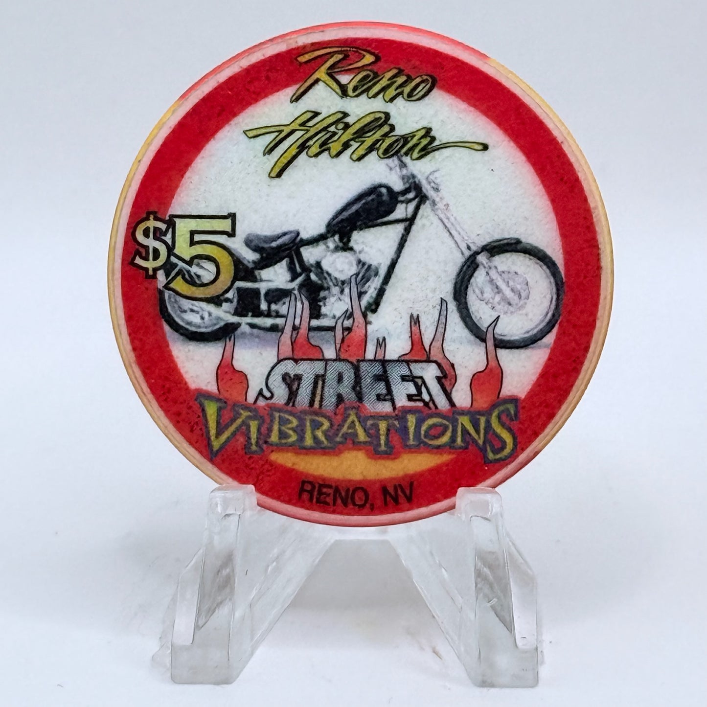 Hilton Resort Reno Nevada 1998 'Street Vibrations' LE $5 Casino Chip V2780