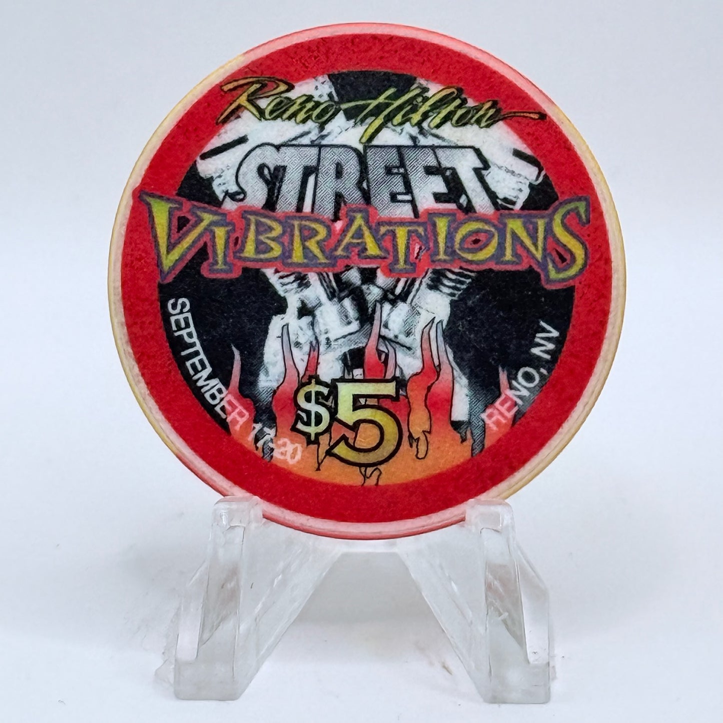 Hilton Resort Reno Nevada 1998 'Street Vibrations' LE $5 Casino Chip V2780