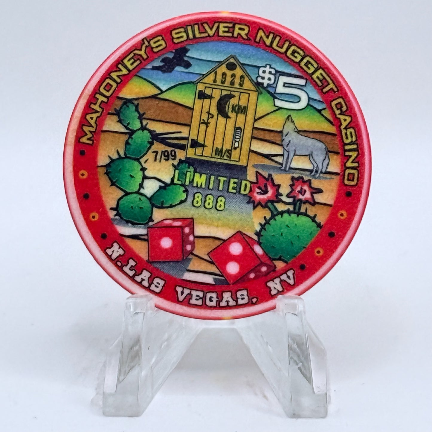 Mahoney's Silver Nugget N. Las Vegas Nevada 1999 LE $5 Casino Chip V5573