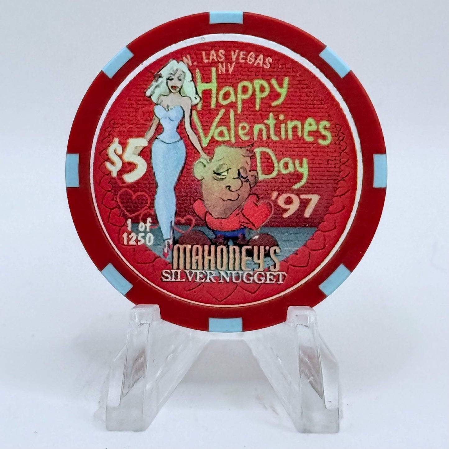 Mahoney's Silver Nugget N. Las Vegas Nevada 1997 'Happy Valentines Day' LE $5 Casino Chip N9102