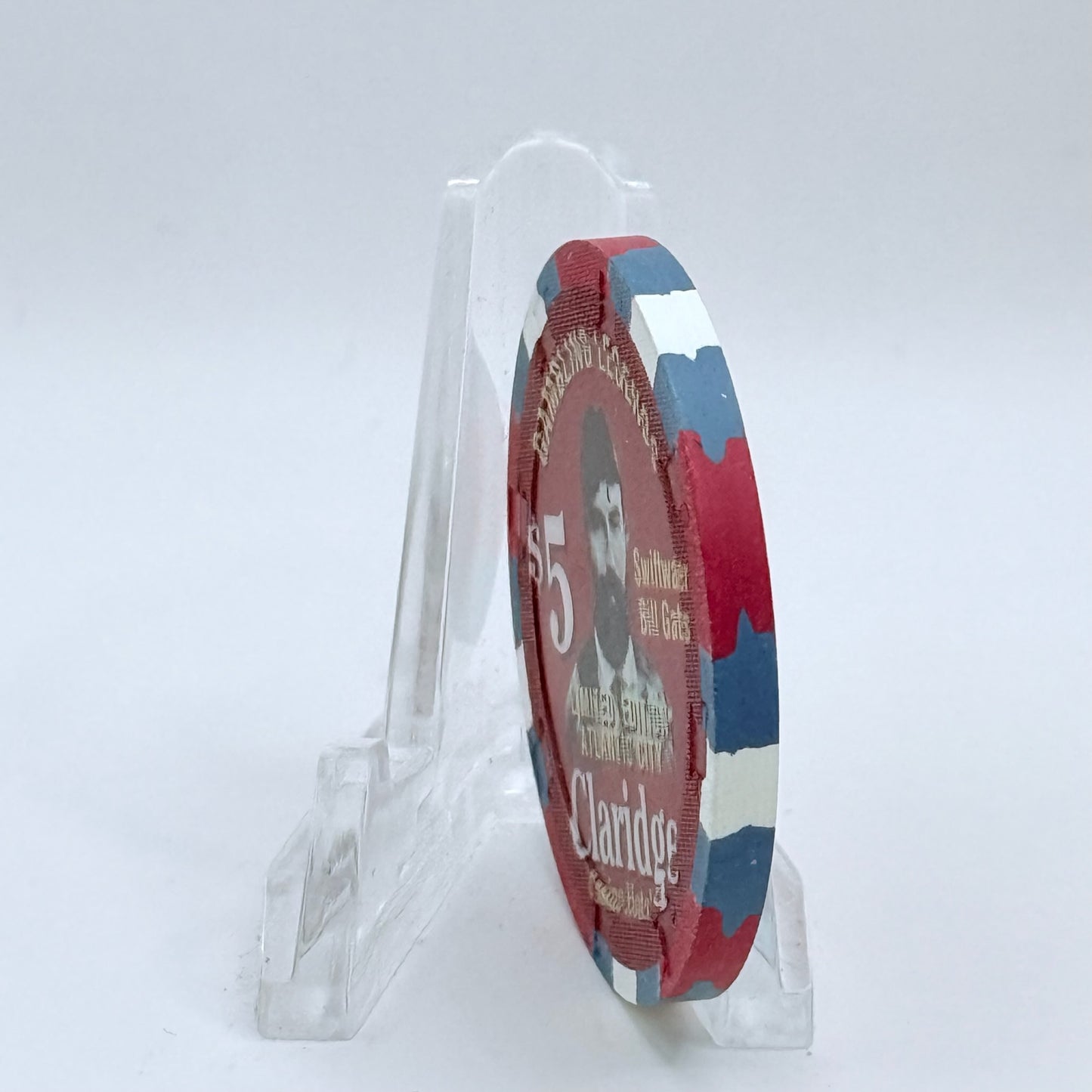 Claridge Atlantic City New Jersey 'Gambling Legends Swiftwater Bill Gates' LE $5 Casino Chip