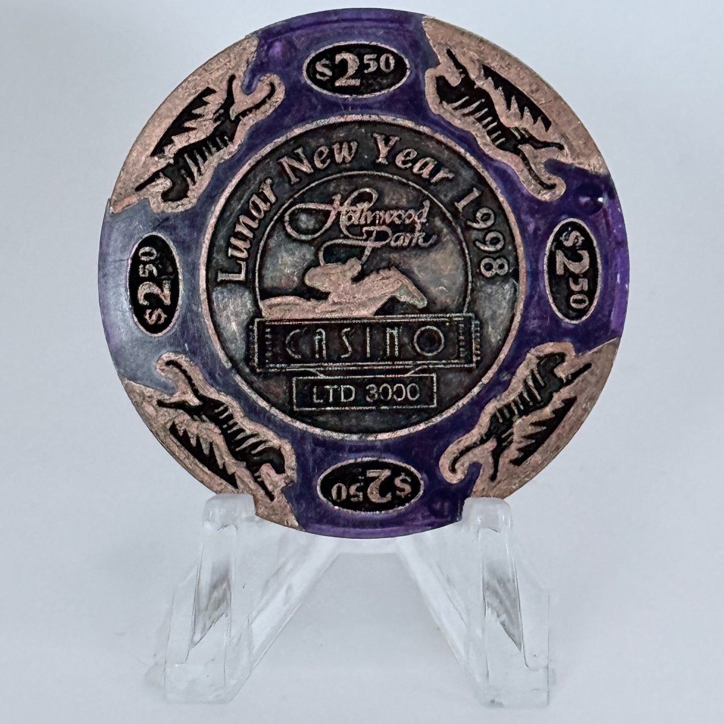 Hollywood Park Casino Inglewood California 1998 'Year Of The Tiger' LE $2.50 Casino Chip