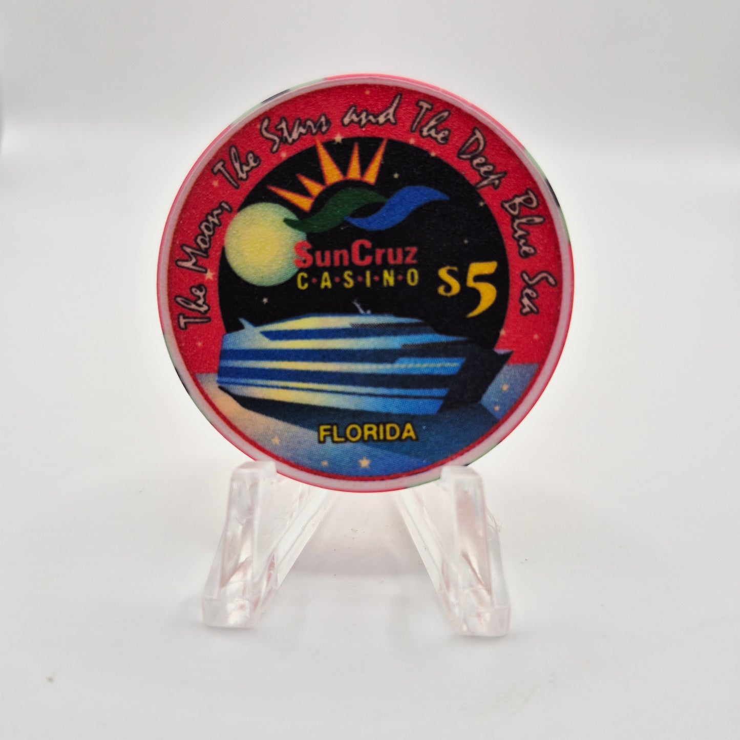 SunCruz Casino "Day Cruise" Florida "The Moon the Stars and the Deep Blue Sea" $5 Casino Chip