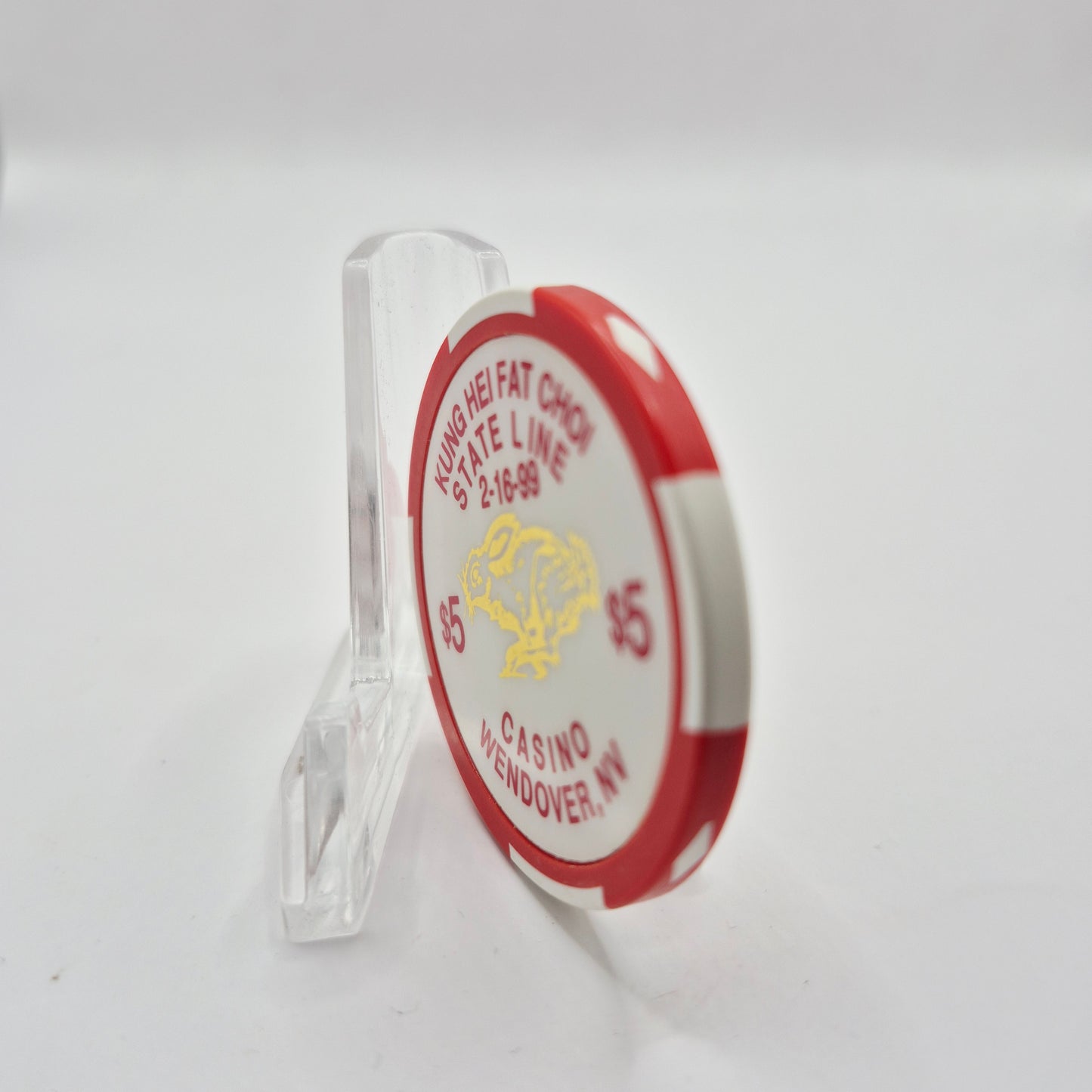 State Line Casino Wendover Nevada 1999 'Chinese year of the Rabbit' $5 Casino chip V9841