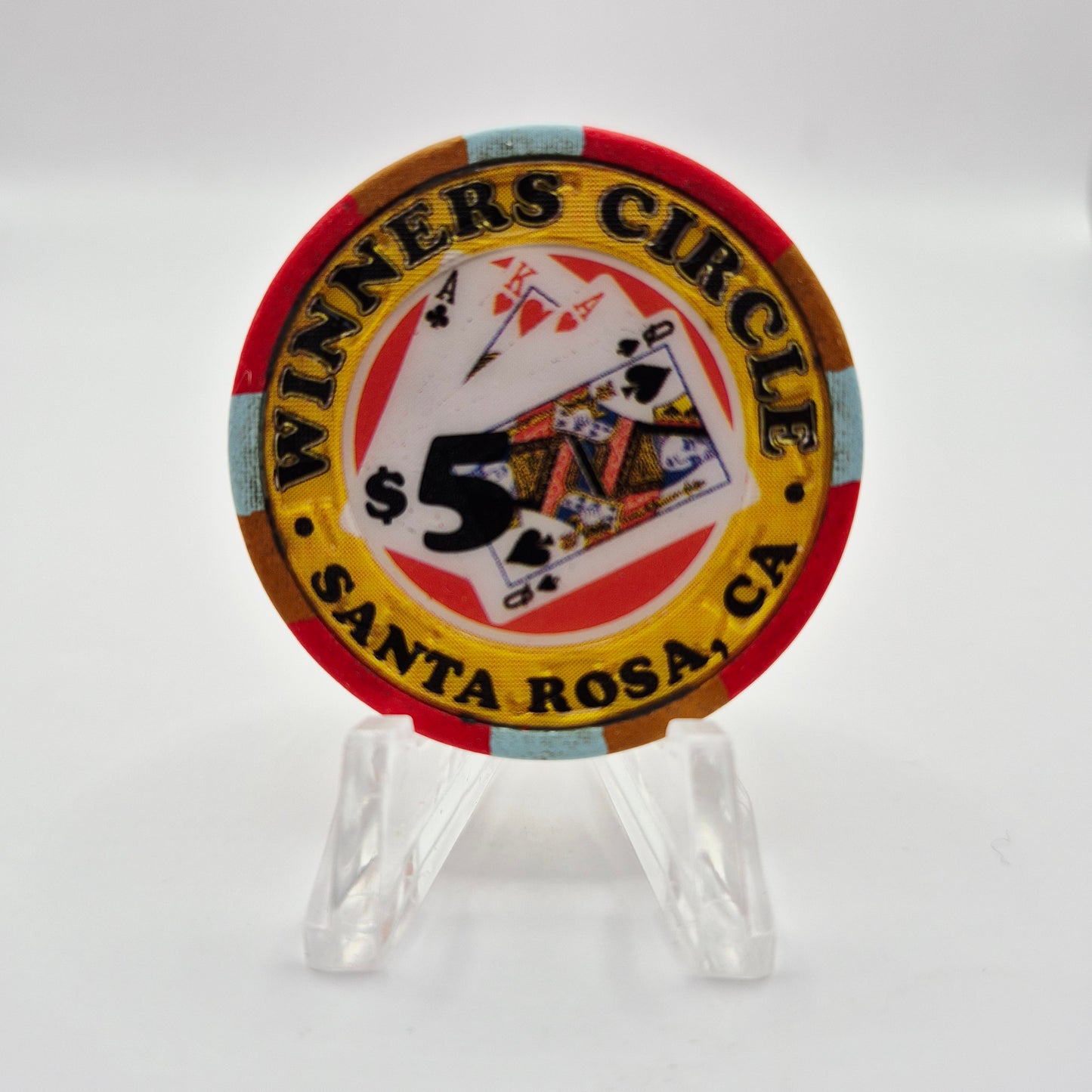 Winners Circle Card Room Santa Rosa California $5 Casino Chip *Circulated