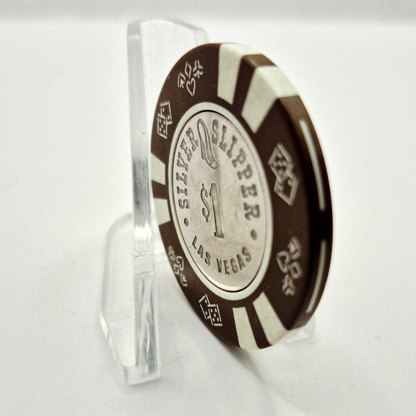 Silver Slipper Casino Las Vegas Nevada 1980's $1 "Coin Inlay" Chip N2182