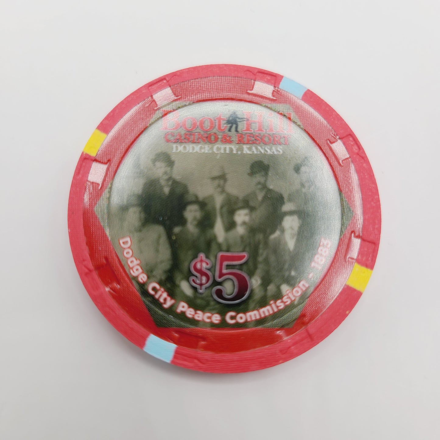 Boot Hill Casino Resort Dodge City Kansas "Dodge City Peace Commission 1883" 2022 $5 Casino Chip UNC