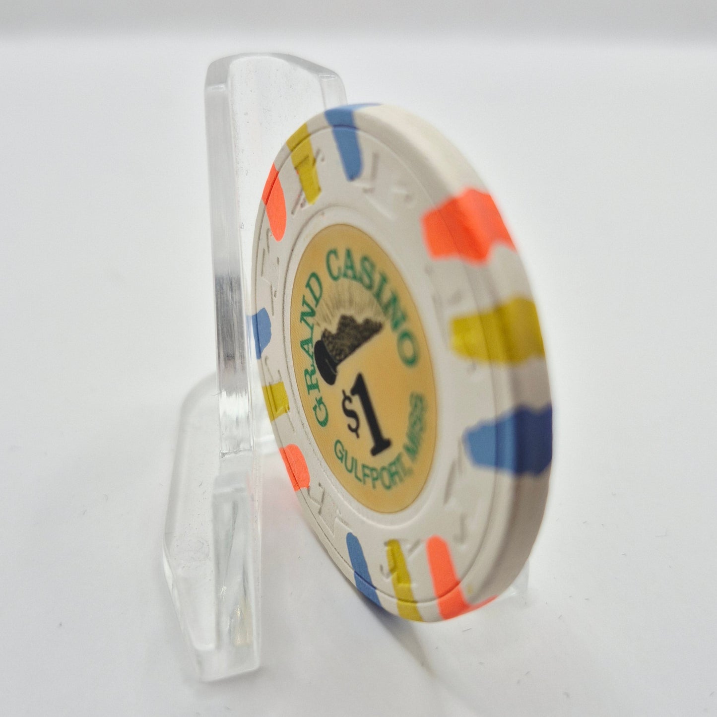 Grand Riverboat Casino Gulfport Mississippi $1 Casino Chip *One side tan