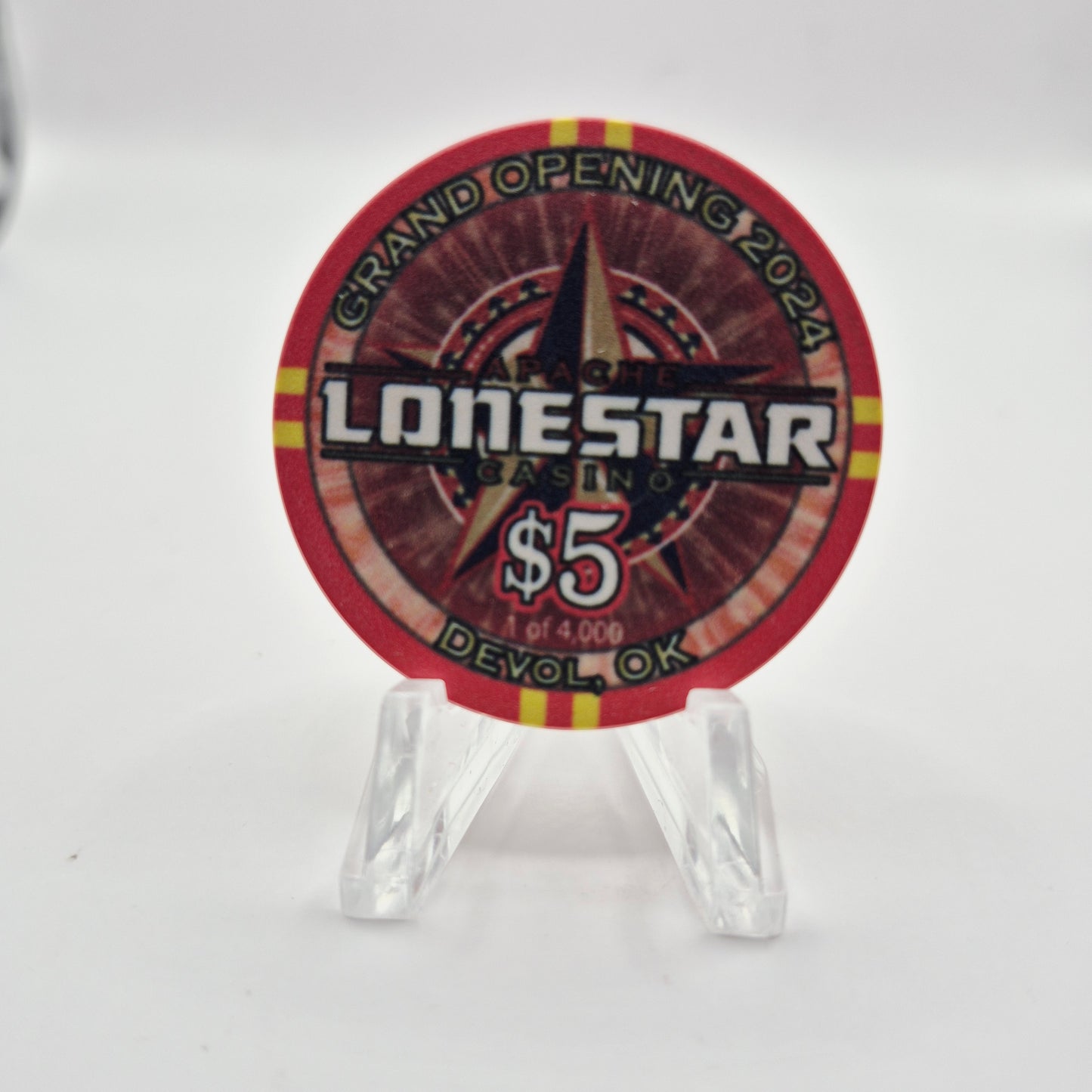 Apache Lonestar Casino Devol Oklahoma 2024 "Grand Opening" $5 Casino Chip LMT 4000