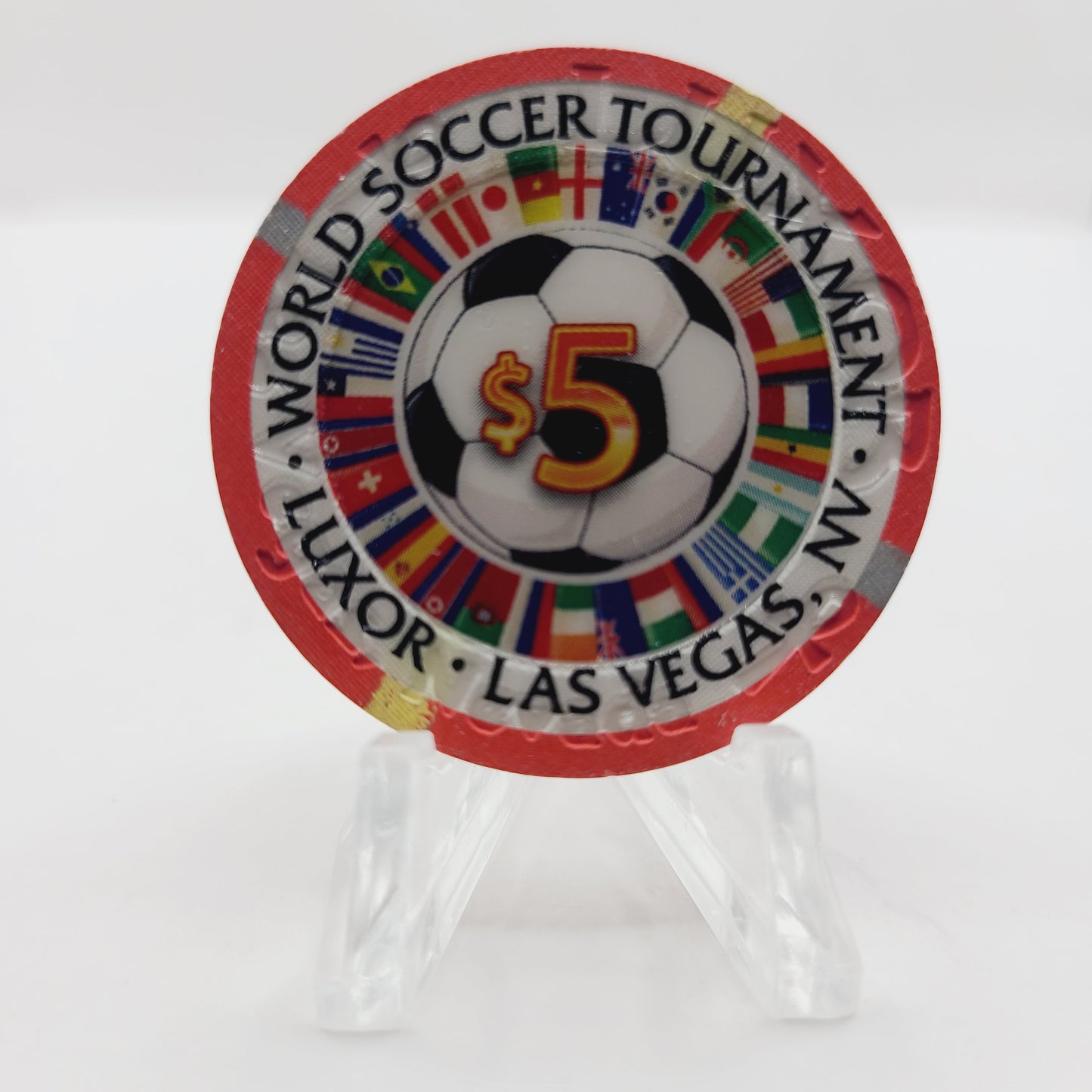Luxor Hotel Casino Las Vegas Nevada 2010 "World Soccer Tournament" $5 Casino Chip D0070