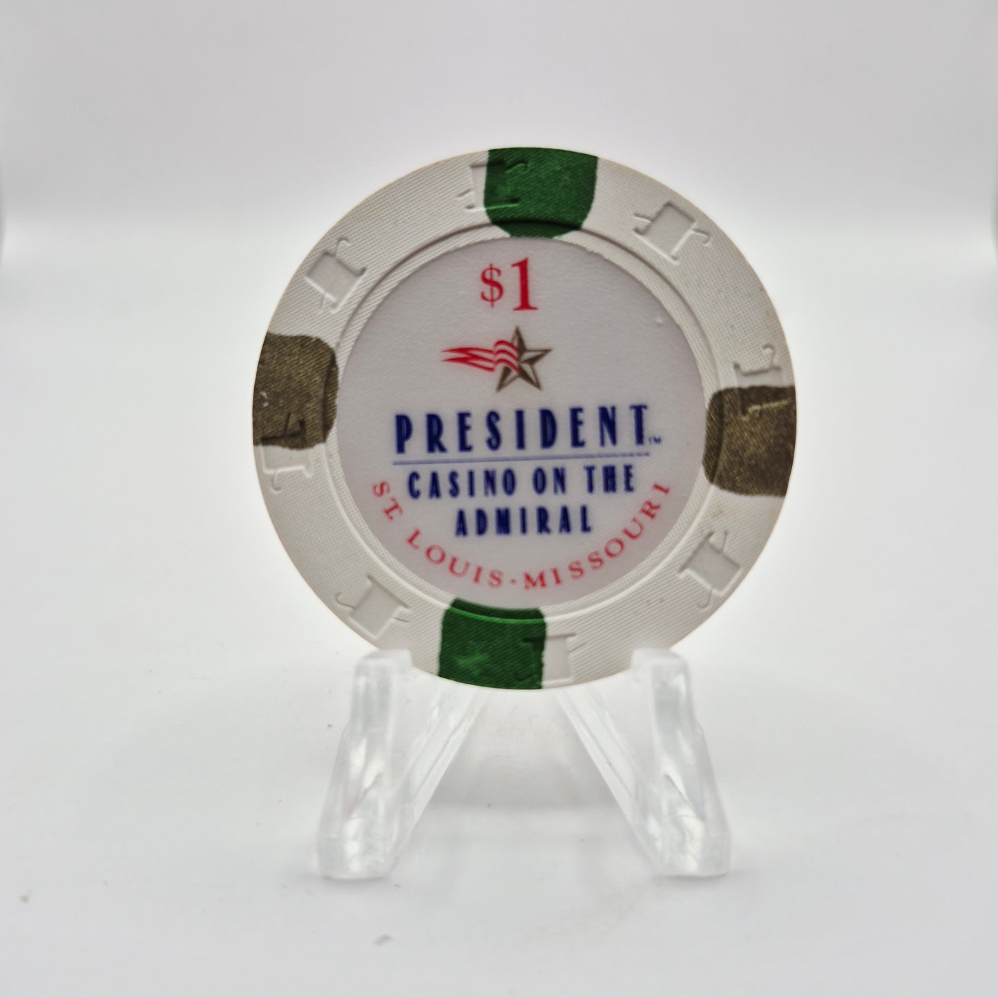 President "Riverboat: Casino St Louis Missouri $1 Casino Chip *Backup Rack