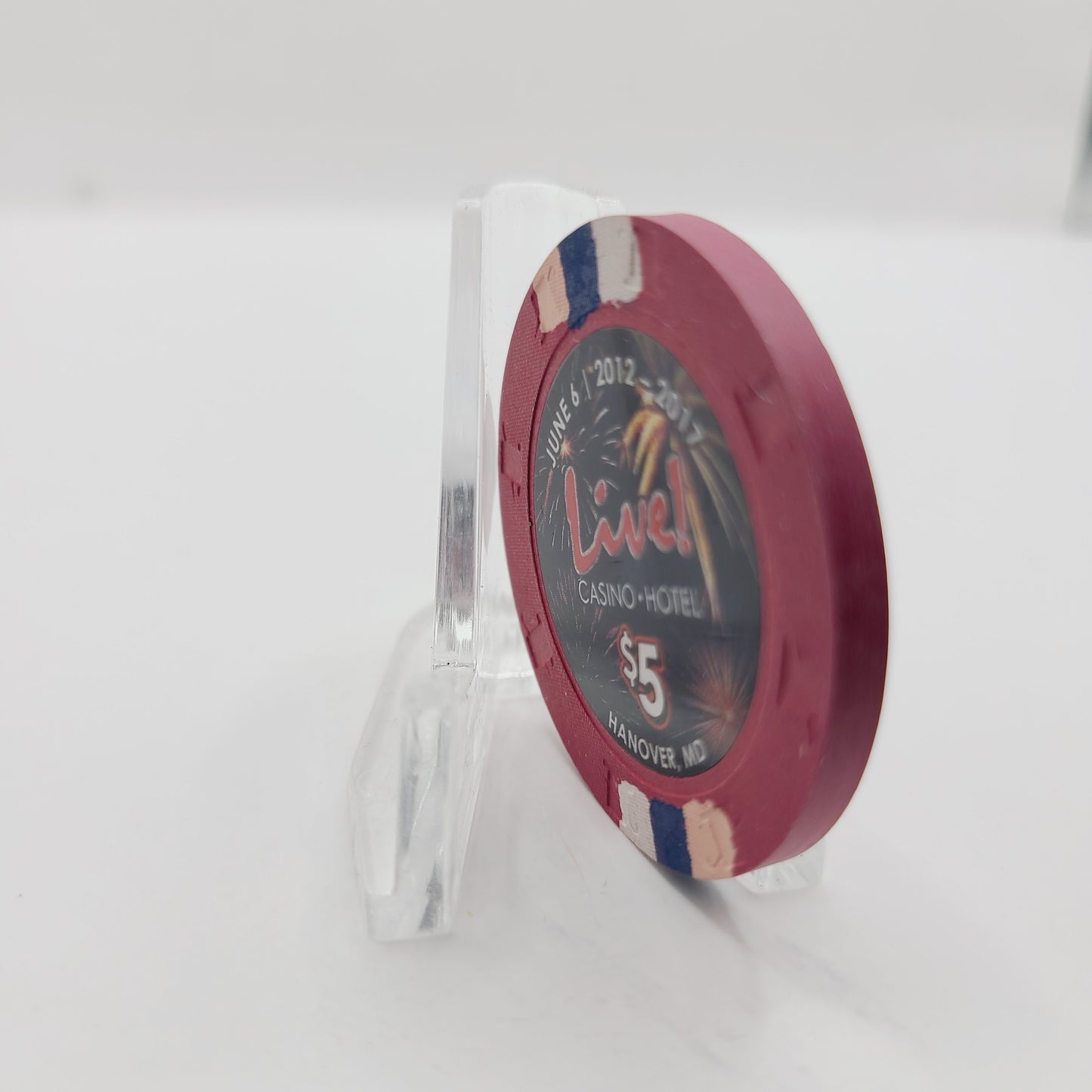 Live! Casino & Hotel Hanover Maryland 2017 "5th Anniversary" $5 Casino Chip