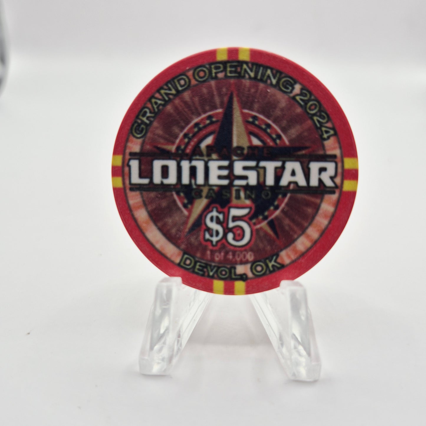Apache Lonestar Casino Devol Oklahoma 2024 "Grand Opening" $5 Casino Chip LMT 4000