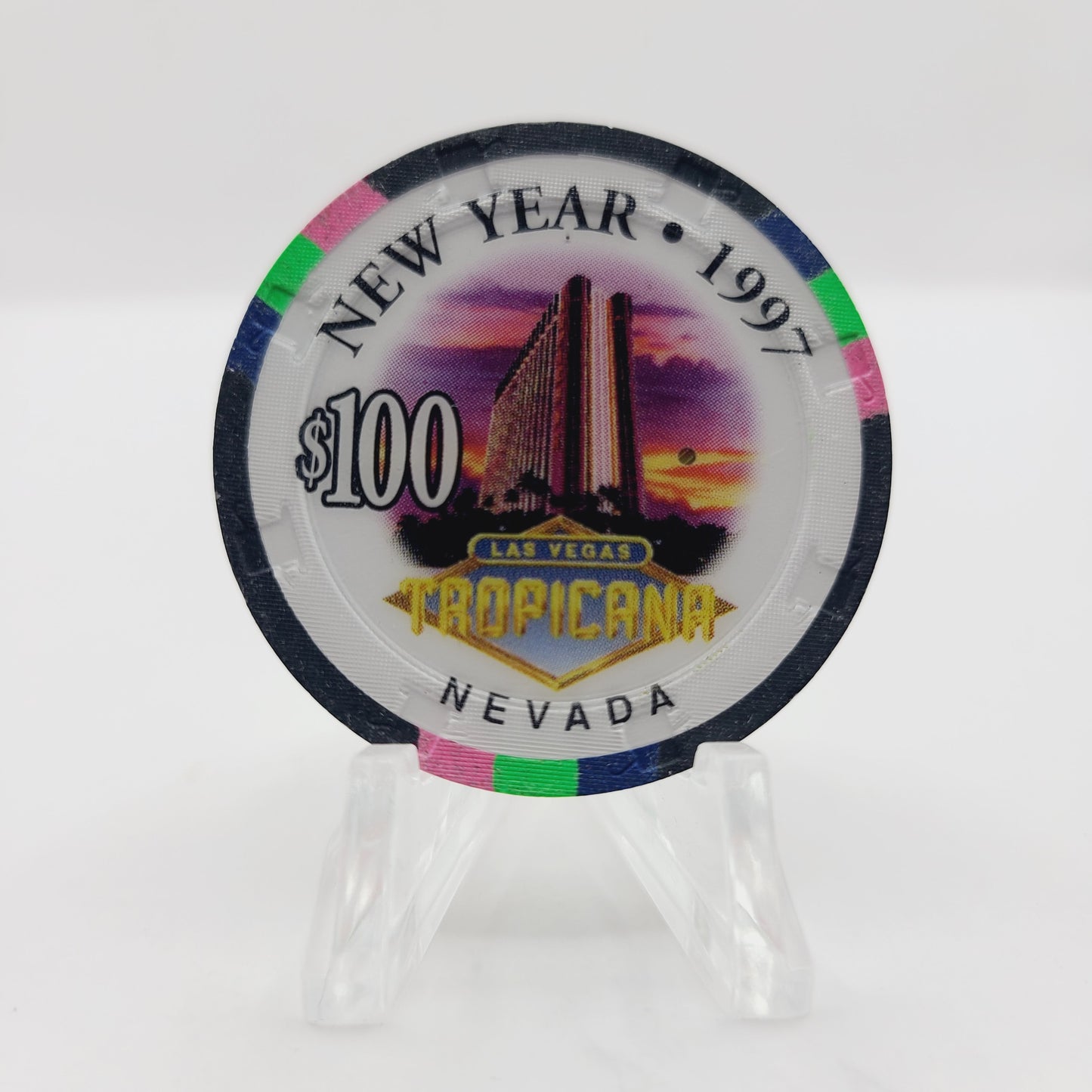 Tropicana Hotel Casino Las Vegas Nevada 1997 "New Year's" $100 Casino Chip N9249