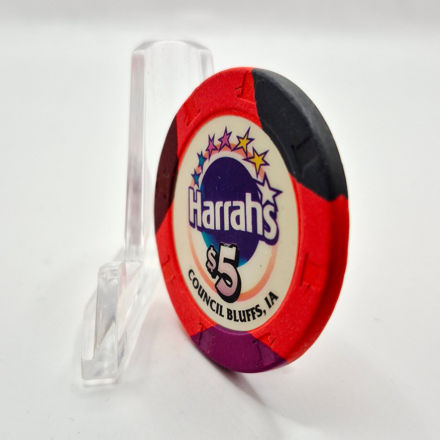 Harrah's Hotel Casino Council Bluffs Iowa $5 Casino Chip *Circulated