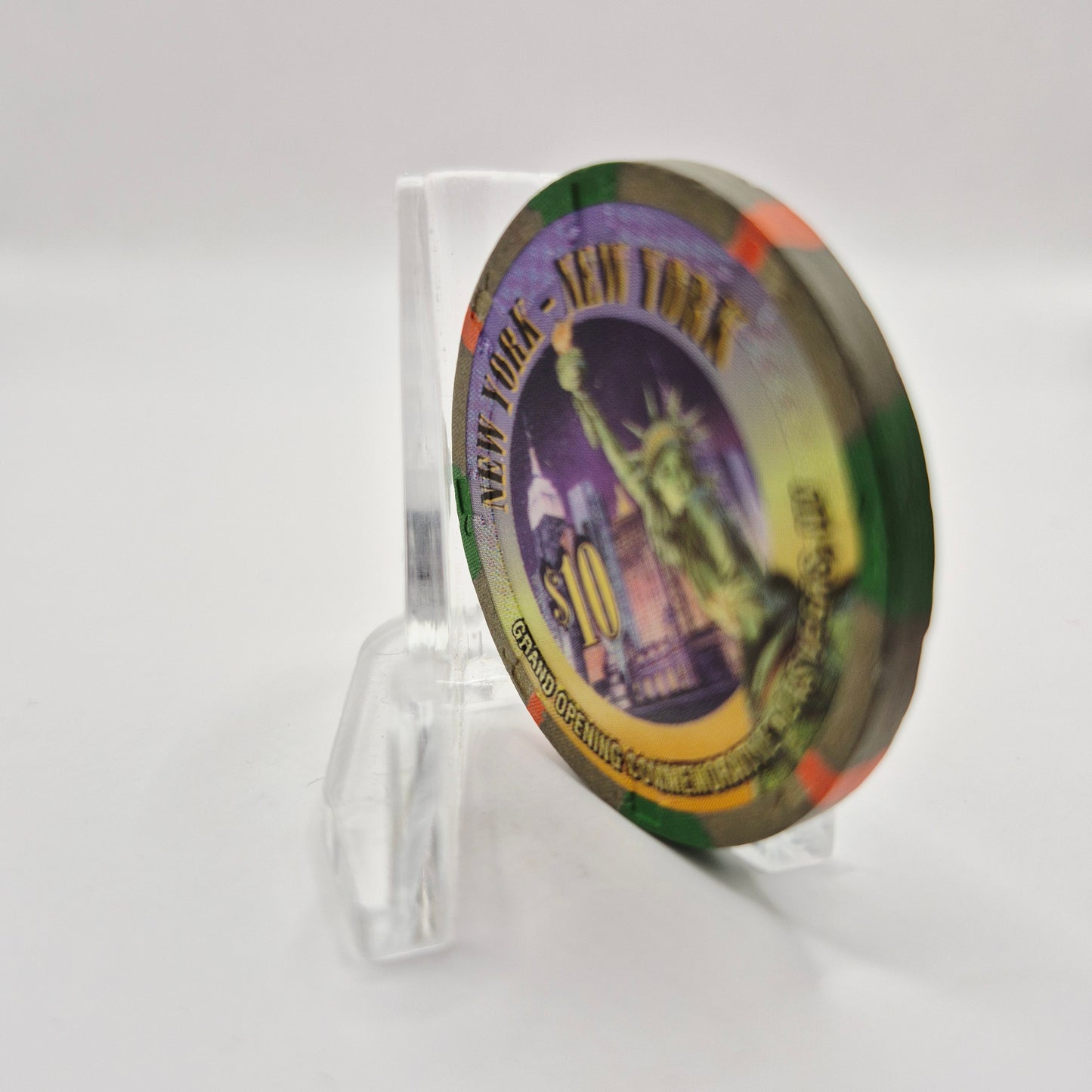 New York New York Hotel Casino Las Vegas Nevada 1997 "Grand Opening" $10 Casino Chip N8853